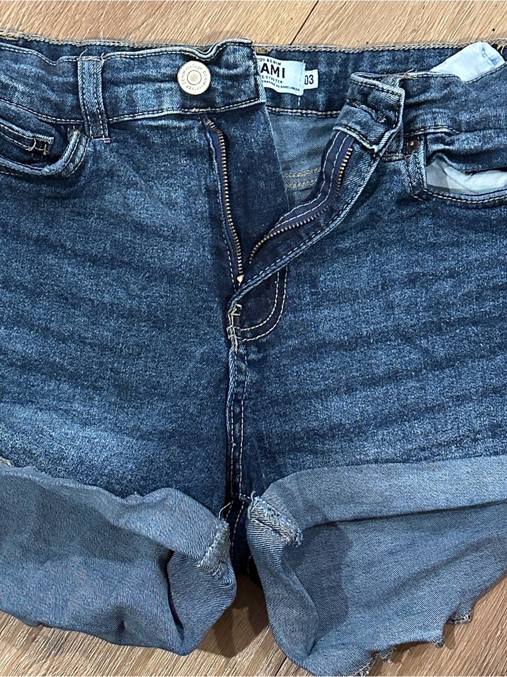 miami Dark Blue Rolled-Hem Denim Shorts
